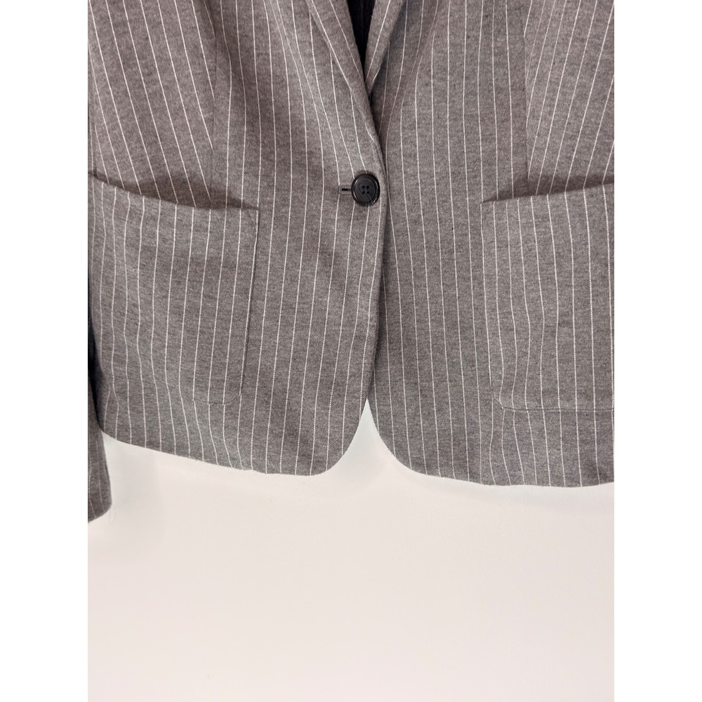 Banana Republic Pinstripe Knit Blazer Women's Gray White Office Career Preppy 12 - Picture 5 of 12